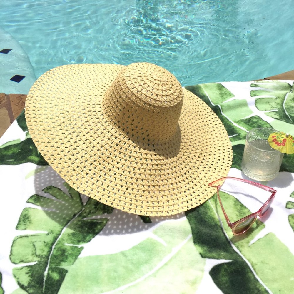Large Brim floppy straw Sun Hat / Beige ~ NEW